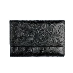 Flower Aida Leather Wallet with Floral Embossment