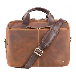 Visconti Hugo 13'' Business Laptop Bag, Tan Leather